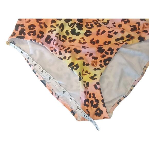 Bar lll Animal Print O-Ring Monokini Swimsuit Large Pink/Black/Yellow NWT - Picture 7 of 9